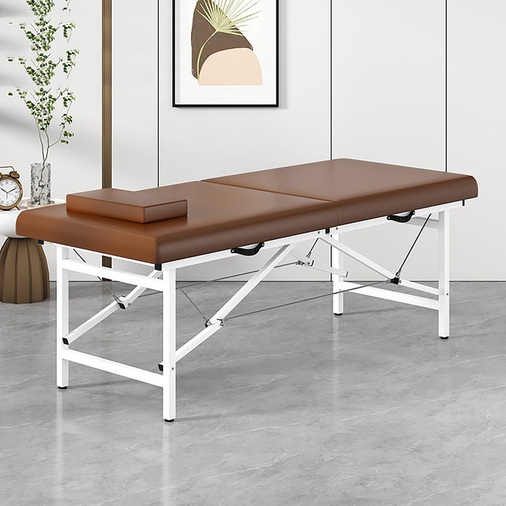DKPLOE Portable Massage Table Lash Spa Bed Fold Massage Bed Esthetician Bed Foldable and Easy to Carry for Spa Foot Massage Facial Care Spa Tattoo(Brown)