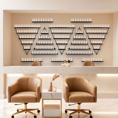 10 PCS Metal Nail Polish Rack for Nail Salon, 5 Tiers Triangular Metal Wall Mounted Nail Polish Storage Racks with 5 Horizontal Bars for Home Spa Nail Salon Shop