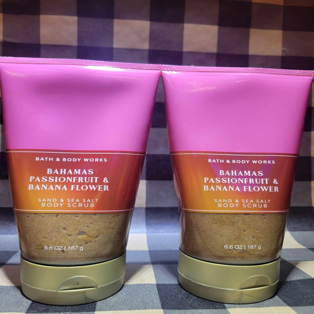 2 BAHAMAS PASSIONFRUIT & BANANA FLOWER Sand & Sea Salt Scrub bath body