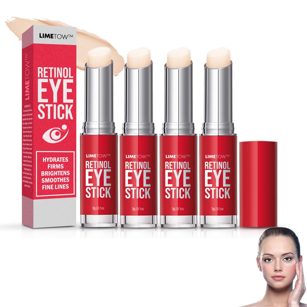 LIMETOW Retinol Eye Stick, Under Eye Cream for Dark Circles, Limetown Eye Cream Anti Aging, Under Eye Corrector Reduces Fine Lines, Wrinkles and Puffiness (4 Bottle)