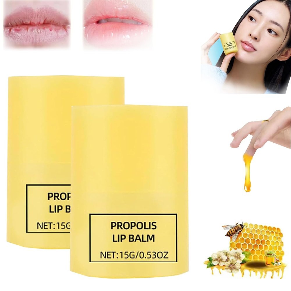 Honey Moisture Deep Nourishing Lip Balm, Honey Lip Balm, Moisture Lip Balm, Deep Nourishing Repair Soft Lips Daily Moisturizing Lip Balm, Honey Moisturizing Lip Balm,Propolis Lip Balm (2 PCS)