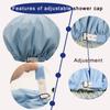 2Pcs Genergy Shower Cap for Women Waterproof, Adjustable Shower Caps, Luxury Baths Cap with Satin Lining, Extra Large, Double Layers, Reversible Elastic Shower Cap (Light blue+ Navy blue) view 3