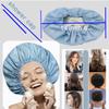 2Pcs Genergy Shower Cap for Women Waterproof, Adjustable Shower Caps, Luxury Baths Cap with Satin Lining, Extra Large, Double Layers, Reversible Elastic Shower Cap (Light blue+ Navy blue) view 4