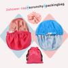 2Pcs Genergy Luxury Satin lined Shower Cap for Women Waterproof, Adjustable Shower Caps Baths Cap Reusable, Extra Large, Double Layers, Reversible Elastic Bath Cap (Rose red+Blue) view 2