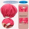 2Pcs Genergy Luxury Satin lined Shower Cap for Women Waterproof, Adjustable Shower Caps Baths Cap Reusable, Extra Large, Double Layers, Reversible Elastic Bath Cap (Rose red+Blue) view 3