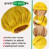 2Pcs Genergy Luxury Satin lined Shower Cap Waterproof, Adjustable Shower Caps for Women Reusable, Extra Large, Double Layers, Reversible Elastic Bath Cap (Yellow+Green) view 4