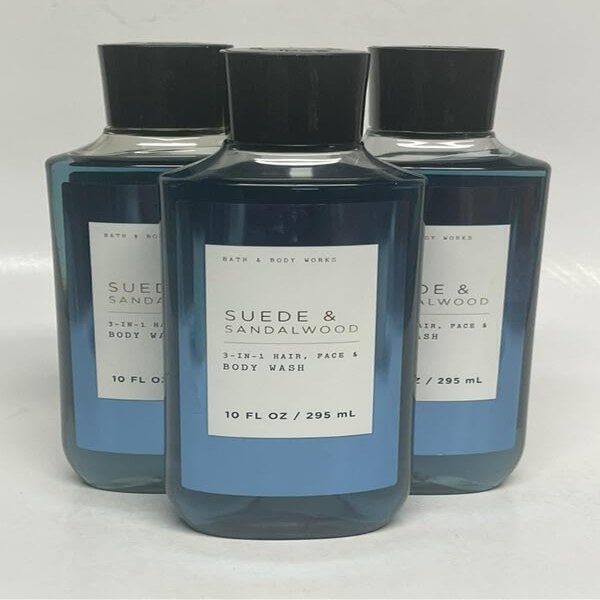 3 Mens Suede & Sandalwood Shower Gel bath body wash 10 oz