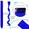 Clip In Colorful Long Hair Extension Hair Highlights Hair Streaks (Dark Blue - Straight - 2 PCS) view 3