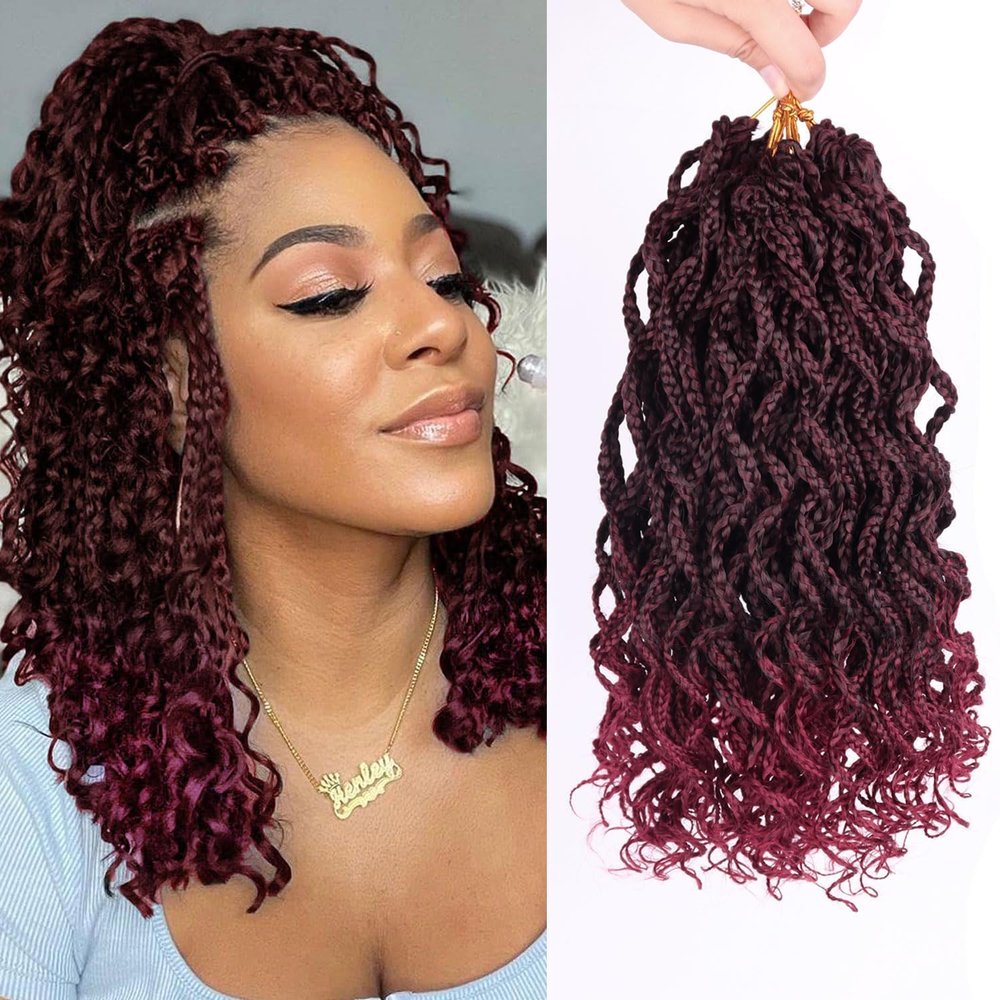 10 Inch Curly Crochet Hair for Black Women Red Bug mix Black Locs Hair Box Braids Extensions