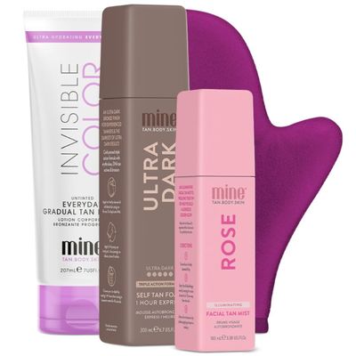 MineTan Ultra Dark Deluxe Bronze Self Tanner Bundle | Achieve Bronzed, Glowing Skin | Includes Ultra Dark Sunless Tanning Mousse | Fake Tanning Lotion Face Mist & Self Tan Mitt