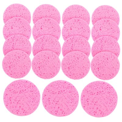 Baluue 50pcs Natural Cellulose Facial Sponges for Round Makeup Remover Puff Reusable Spa Sponge for Women Men Daily Skin Care