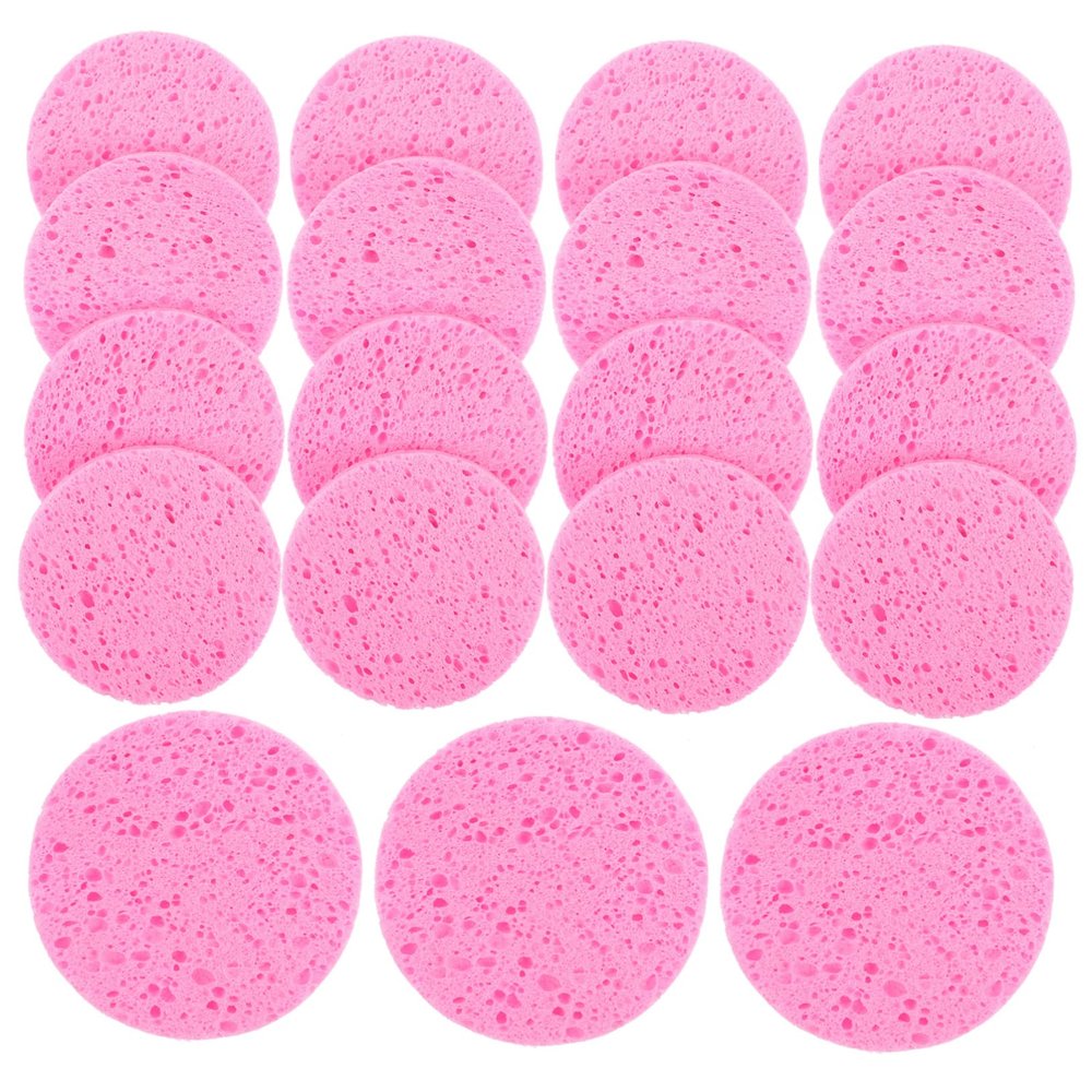 Baluue 50pcs Natural Cellulose Facial Sponges for Round Makeup Remover Puff Reusable Spa Sponge for Women Men Daily Skin Care
