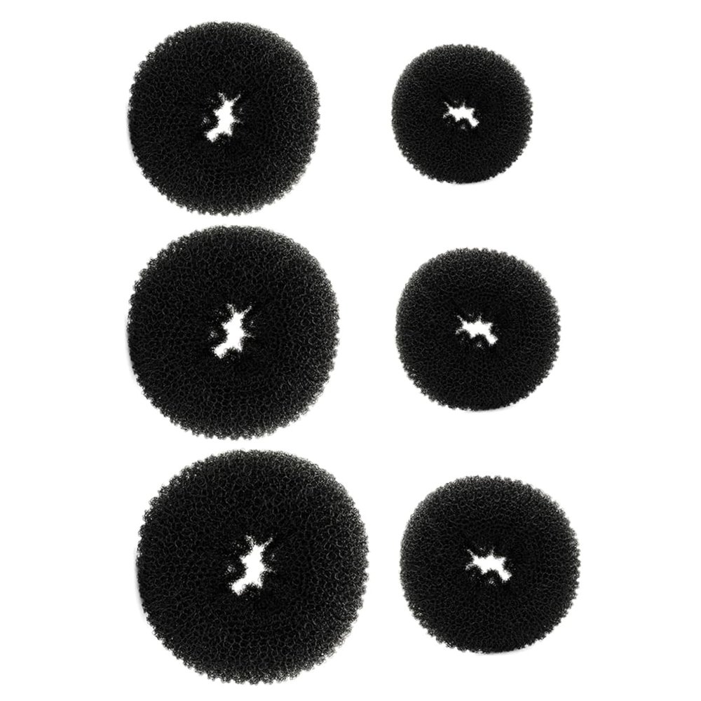 FRCOLOR 6pcs Hair Bun Makers for Women Donut Bun Accessories Black Hair Tools for Elegant Updos and Neat Styles