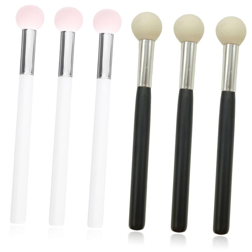 Baluue 6pcs Makeup Sponge Brush with Dual-use Sponge Heads for Face Concealer and Foundation Application Portable Beauty Tools for Women Pink White