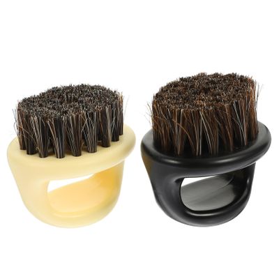 Baluue 2pcs Men's Beard Brush Professional Grooming Tool for Mustache Hair Styling Lightweight Handheld Cleaning Brush for Broken Hair Ergonomic Design Black and Beige