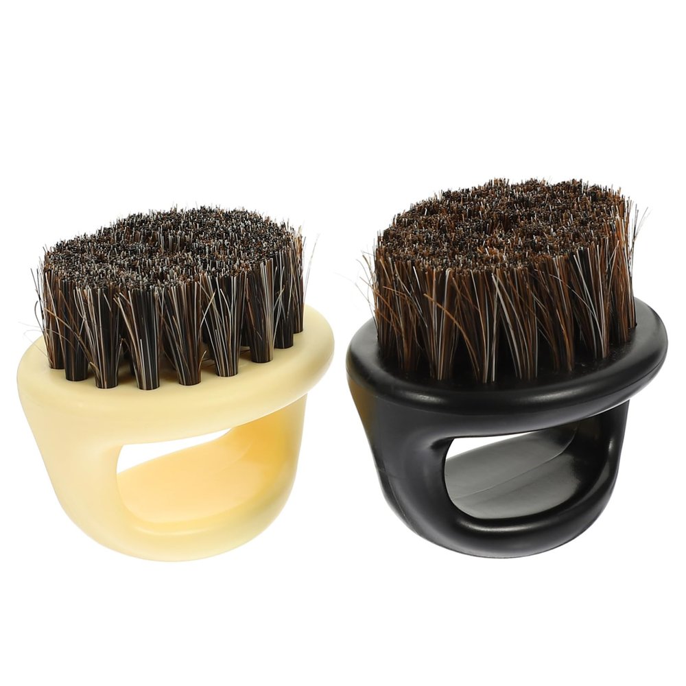 Baluue 2pcs Men's Beard Brush Professional Grooming Tool for Mustache Hair Styling Lightweight Handheld Cleaning Brush for Broken Hair Ergonomic Design Black and Beige