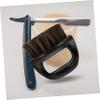 Baluue 2pcs Men's Beard Brush Professional Grooming Tool for Mustache Hair Styling Lightweight Handheld Cleaning Brush for Broken Hair Ergonomic Design Black and Beige view 2