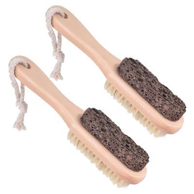 Beatifufu 2pcs Foot Brush and Pumice Stone for Dead Skin Removal Double-Sided Foot File Scraper for Pedicure Care and for Men and