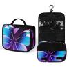 LFDSPYJE Cosmetic Bag for Women Blue Purple Butterfly Toiletry Bag Hanging Makeup Bag Travel Bag with Hanging Hook Portable Wash Bag Travel Organizer for Accessories 8.9x7.3 Inch view 4