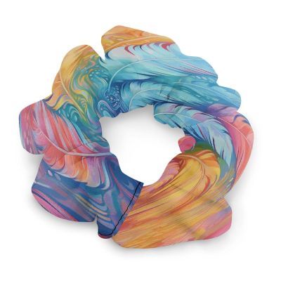 Hair Elastics,withHand Drawn Feathers Printed Womens Hair Scrunchie, Seamless Hair Scrunchie,Pain-Free Hair Accessories Perfect for Long Lasting Braids, Ponytails And More