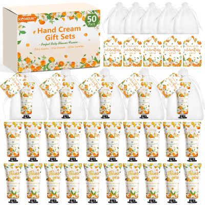 50 Pack Bulk Hand Cream Sets, Appreciation Gifts, Bridal Shower Favors, Wedding Shower Favors and Baby Shower Favors for Guests, Wedding Welcome Bag Stuffers for Guests, Thank You Gifts (Orange)