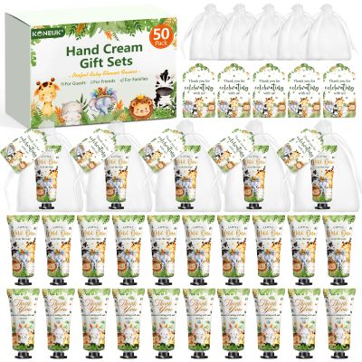 50 Pack Baby Shower Bulk Hand Cream Gifts Sets, Baby Shower Favors and Bridal Shower Favors for Guests with Thank You Card and Organza Gift Bags, Birthday Gifts, Appreciation Gifts for Guests (Animal)