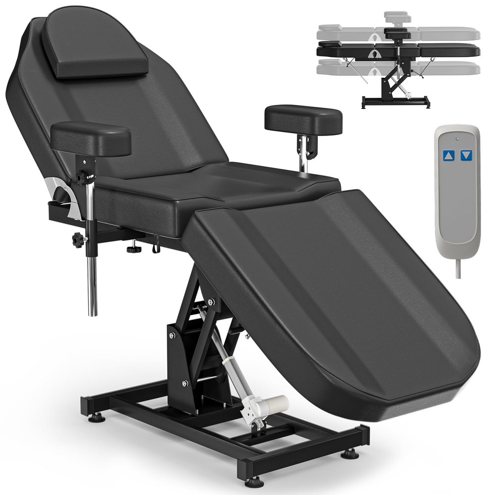 DeerDean Electric Tattoo Chair for Client Height Adjustable Armrests Spa Beds for Esthetician Facial Bed for Esthetician