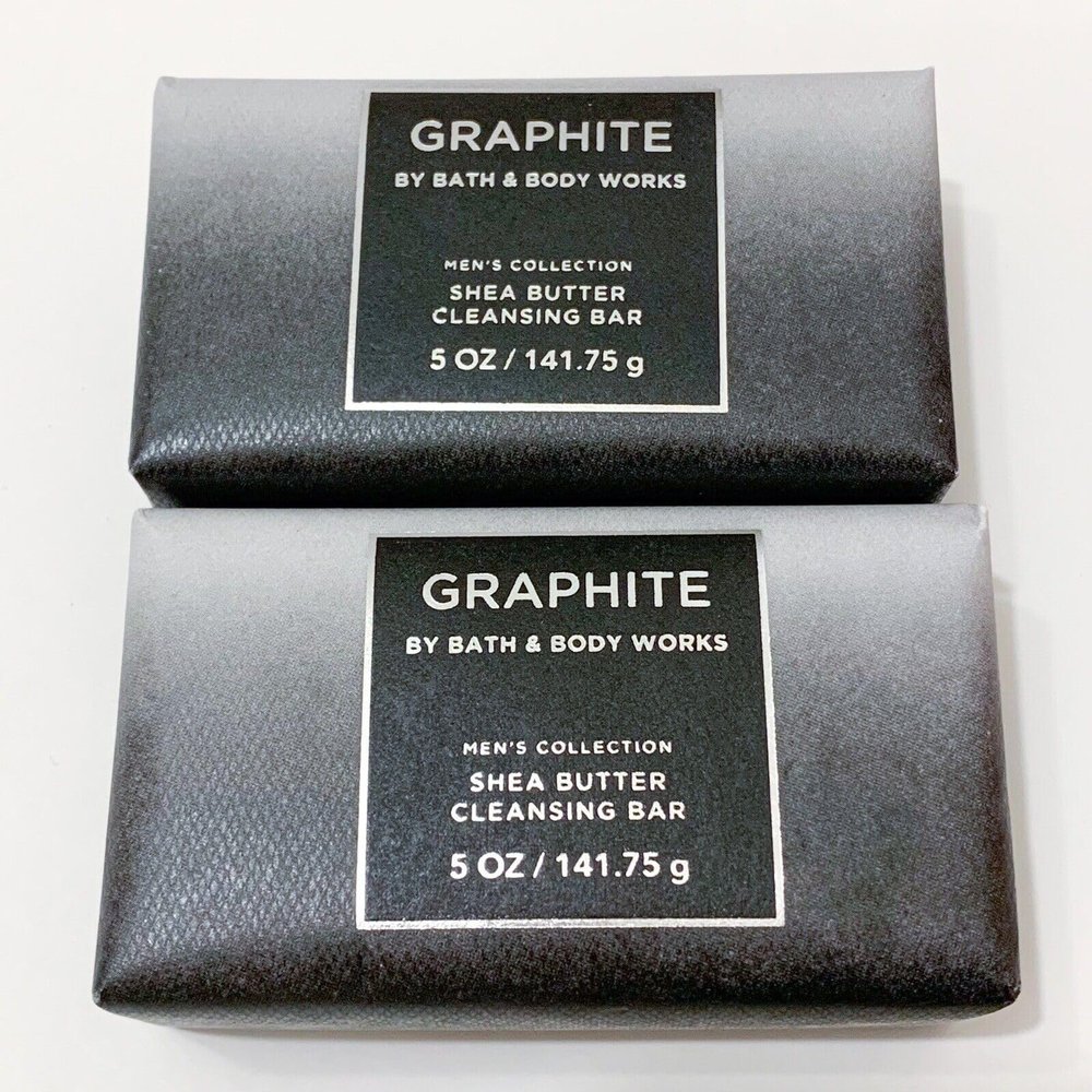 2 pack For Men Shea bath body Butter Cleansing Bar soap 5 oz each Men's Collection GRAPHITE