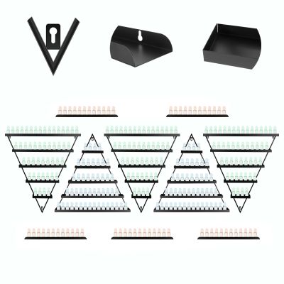 10 PCS Galvanized Iron Nail Polish Organizer Wall Racks, 5 Tiers Nail Polish Display Racks, 5 PCS Triangular and 5 PCS Strip Nail Polish Shelf, Nail Polish Shelves, for Spa, Nail Salon Shop(Black)