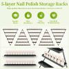 10 PCS Galvanized Iron Nail Polish Organizer Wall Racks, 5 Tiers Nail Polish Display Racks, 5 PCS Triangular and 5 PCS Strip Nail Polish Shelf, Nail Polish Shelves, for Spa, Nail Salon Shop(Black) view 4