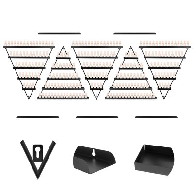 5 Tiers Elegant Black Wall Mounted Nail Polish Rack, 10 PCS Triangle Cosmetic Nail Polish Display to Organize Your Lipstick and Perfume at Home or in The Salon for Home Spa Nail Salon Shop (Black)