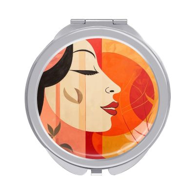 QWJKM Makeup Mirror Warm Color Palette Vanity Mirror 1X/2X Magnifying Mirror Compact Travel Makeup Mirror for Handbag Pocket Wallet, Portable, Folding, Handheld 2.4 Inch