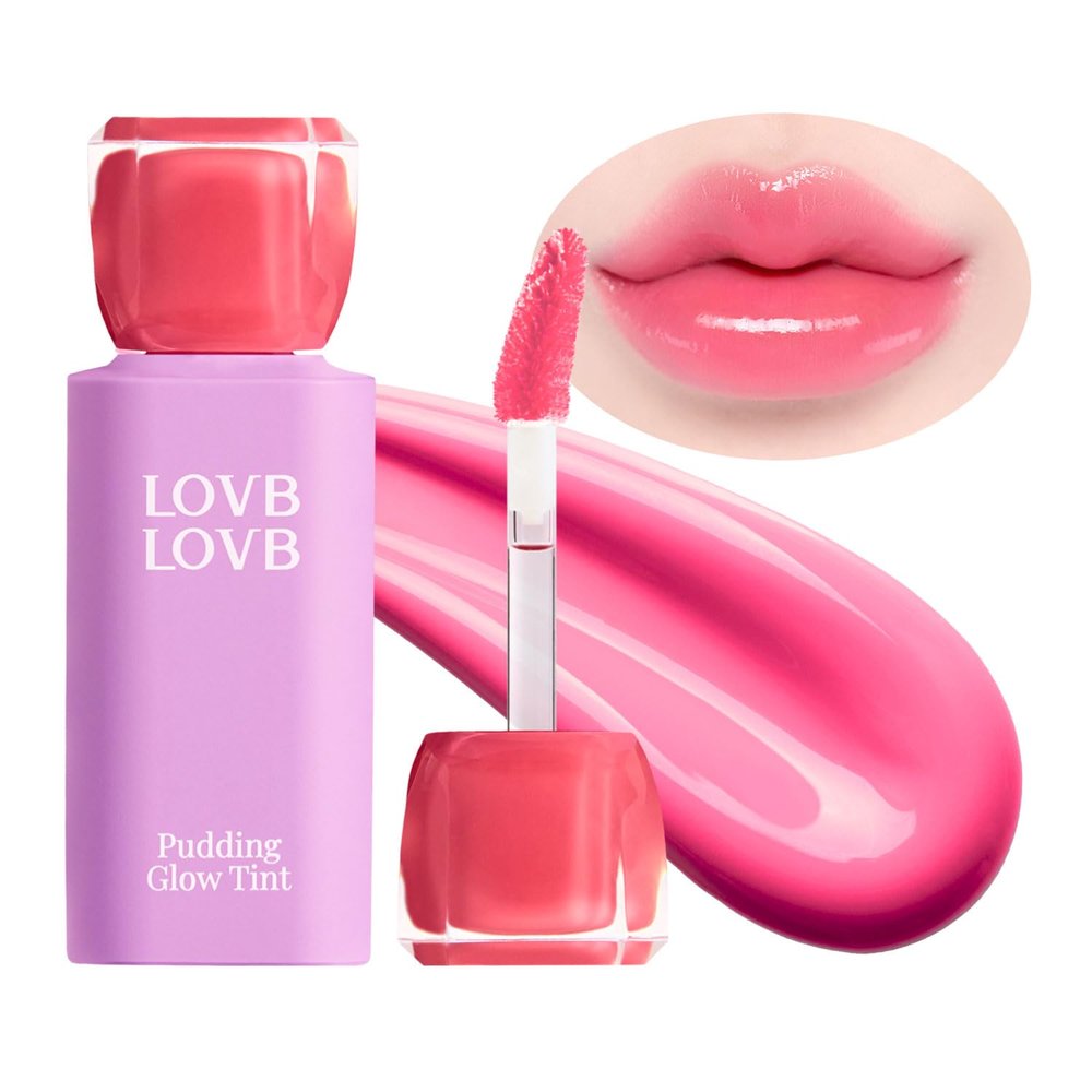 LOVB LOVB Pudding Glow Korean Lip Tint | Natural Lip Stain | Gloss to Stain | Long-Lasting & Non-Sticky | Lightweight Lip Tint | 0.14 oz. (05 PINK LAMP)