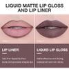 AMY'S DIARY 2pcs Matte Dark Red Lip Liner & Lipstick&Shiny Clear Lip Oil Makeup Set, Liquid Lipstick 24H and Lip Liner Set Matt Liquid Lips Make Up Waterproof Long Lasting (12#, 2 Pcs Set) view 3