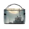 QASDFGHR Small Creepy Boat with Full Moon Print Makeup Bag,Travel Cosmetic Bag with Zipper for Women Square Make Up Bags Organizer view 3