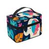 QASDFGHR Small Colorful Elephant and Leaf Print Makeup Bag,Travel Cosmetic Bag with Zipper for Women Square Make Up Bags Organizer view 2