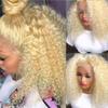 oulaer #613 Color Deep Wave Wig Brazilian Remy Hair HD Transparent Lace Front Wig 13x4 Kinky Honey Blonde Short Bob HD Lace Front Human Hair Wigs Deep Wave 150% Density Glueless Wig 14Inch view 3