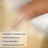 oulaer #613 Color Deep Wave Wig Brazilian Remy Hair HD Transparent Lace Front Wig 13x4 Kinky Honey Blonde Short Bob HD Lace Front Human Hair Wigs Deep Wave 150% Density Glueless Wig 14Inch view 4