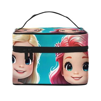 QASDFGHR Small Cute Mermaid Print Makeup Bag,Travel Cosmetic Bag with Zipper for Women Square Make Up Bags Organizer