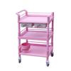 GHYRWQT Movable Hand Trucks Trolleys, Recycling Vehicles,3 Shelf Rolling Instrument Cart on Silent Wheel for Beauty Nail Salon Spa Tool Storage Trolley,Collecting Vehicles/Pink/76X53X98Cm view 1