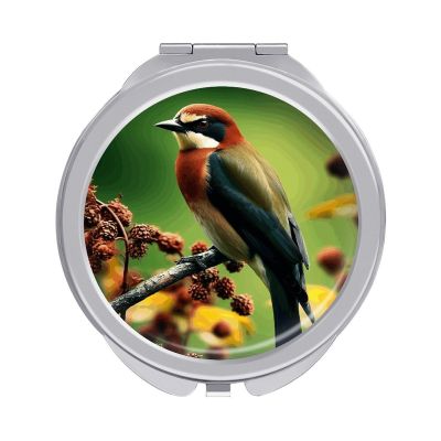KLWQR Bird on Tree Travel Makeup Mirror Portable Folding Cosmetic Compact Mirror with 2 X 1x Magnification Mini Pocket Mirror for Women Purses