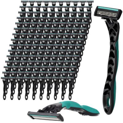 Leriton 150 Pcs Men's Disposable Razors Bulk 3 Blade Men Razors for Head Sensitive Skin Comfortable Shave