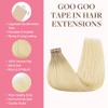GOO GOO Tape in Hair Extensions Human Hair, R7/60F Rooted Ash Blonde with Frosted Highlights, 16inch 50g 20pcs, Skin Weft Seamless Invisible, Silky Straight with Thick Ends, Remy Human Hair view 2