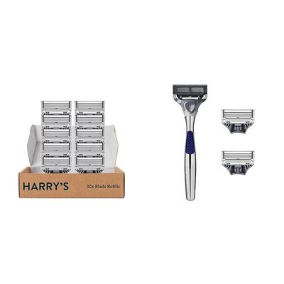 Harry's Razor Blades Refills - 10 count & Harry's Razors for Men - Chrome Razor Handle | 5 Blade Razor with Lubricating Strip & Precision Trim