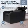 Buy-Rite Eclipse Lay-In Shampoo Backwash Unit for Salons & Barbershops - Porcelain Bowl with Hardware, Extra-Wide Reclining Seat, Kick-Out Leg Rest, Built-In Headrest & Lumbar Support, TS-8088-BLK view 2