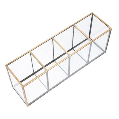 ABOOFAN Desktop Makeup Storage Organizer Glass for Vanity Compartments Compact and Design for Organizing Makeup and Beauty Tools for Bathroom and Bedroom Use