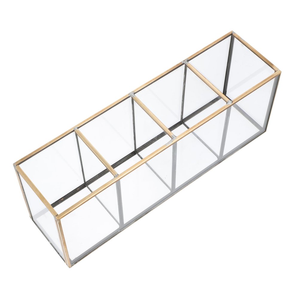 ABOOFAN Desktop Makeup Storage Organizer Glass for Vanity Compartments Compact and Design for Organizing Makeup and Beauty Tools for Bathroom and Bedroom Use