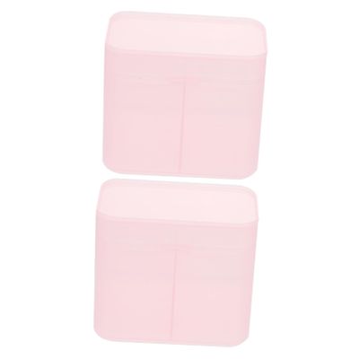 ABOOFAN 2pcs Nail Art Cotton Pad Storage Box Multi-functional Manicure Tool Organizer Portable and Space-saving Desktop Container for Nail Supplies Pink Design