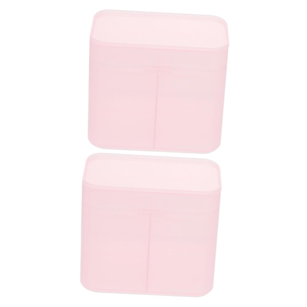 ABOOFAN 2pcs Nail Art Cotton Pad Storage Box Multi-functional Manicure Tool Organizer Portable and Space-saving Desktop Container for Nail Supplies Pink Design