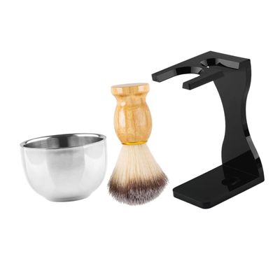 Ipetboom Beard Shaving Kit Men Shaving Brush and Bowl Shave Brush Stand Desktop Cup Tools Beard Kit
